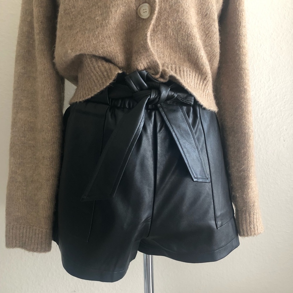 Paper Bag High-Waisted Faux Leather Shorts – Chic & Comfy
